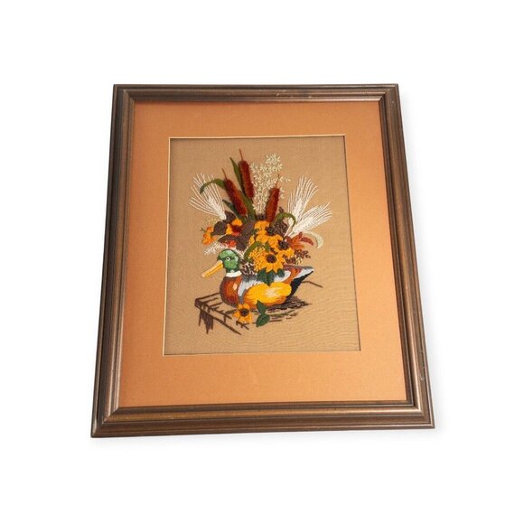 vintage crewel embroidery piece "Wooden Decoy" by The Creative Circle Duck - Picture 11 of 11